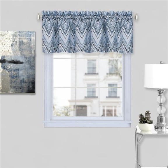58 x 14 in. Avery Window Curtain Valance, Ice Blue