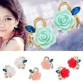thumbnail image 6 of Grandest Birch Women Lady Rhinestone Resin Rose Flower Earrings Ear Studs Jewelry Gift Alloy, Resin, Rhinestone White, 6 of 8
