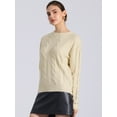 thumbnail image 3 of DARING DIVA Long Sleeve Pullover Tops Knit Crew Neck Sweater S Beige, 3 of 6