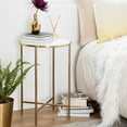 thumbnail image 3 of Adore Decor Elliott Marble Side Table White and Gold, 3 of 10