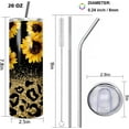 thumbnail image 3 of 20oz Skinny Tumbler With Lid and Straw，Gifts for Woman，Mom Birthday Gifts，Travel Mug For Friends, Stainless Steel, Double Wall, Vacuum Sealed Travel Mug (Sunflowers Glitter Leopard), 3 of 6