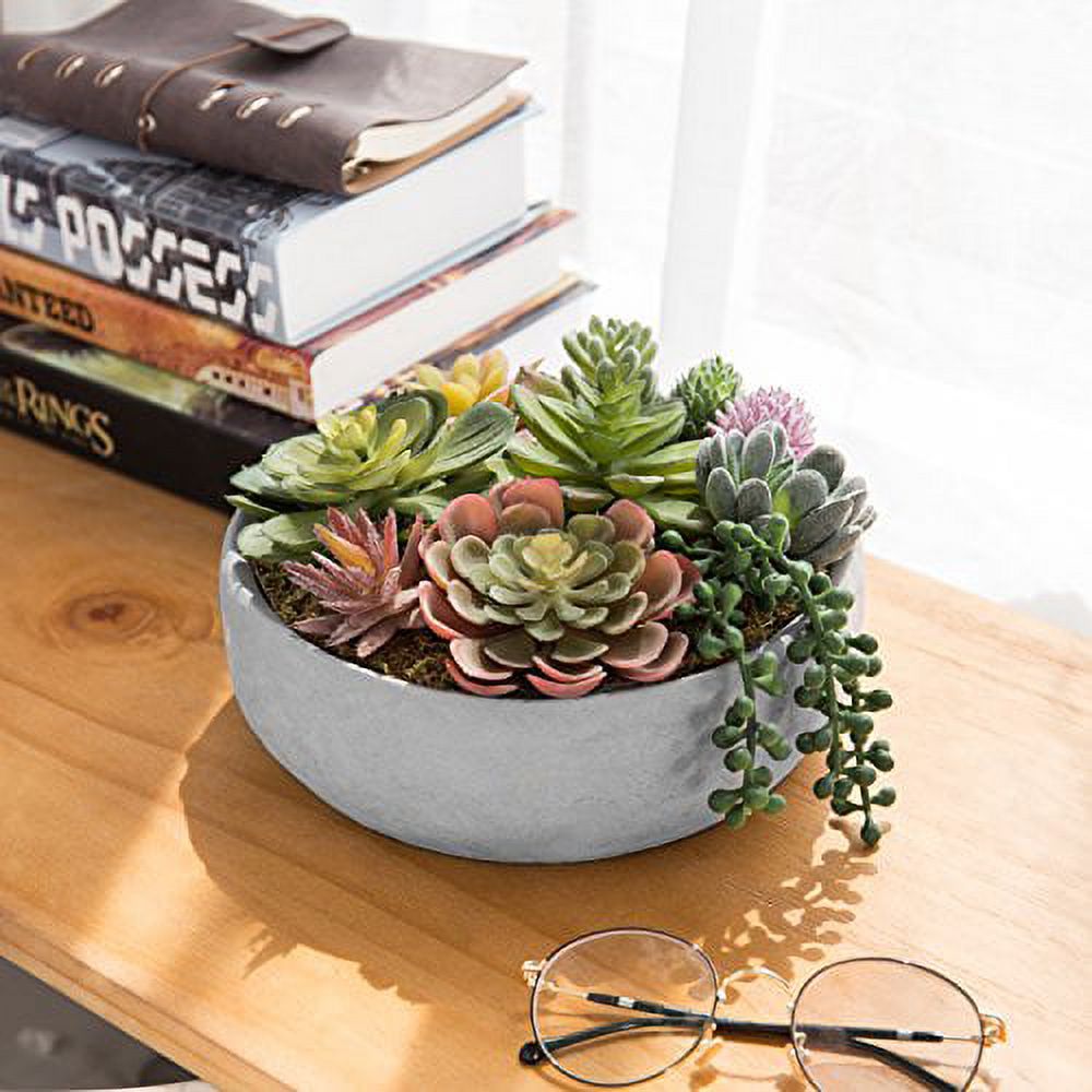 MyGift 8 inch Artificial Succulent Arrangement in Round Modern Concrete Pot, Gray - image 4 of 5
