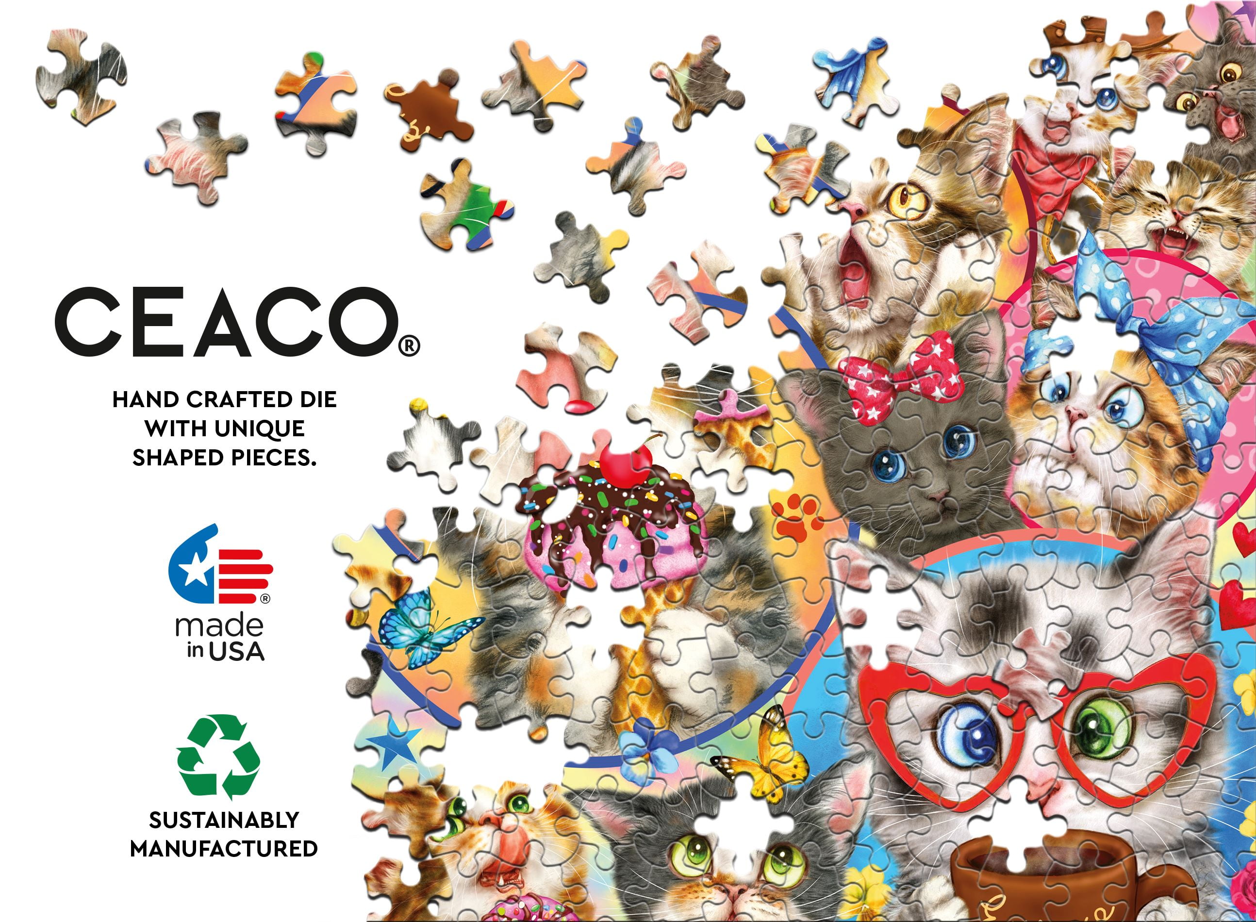 Ceaco Character Cats (Kayomi Harai) 500 Piece Interlocking Jigsaw Puzzle
