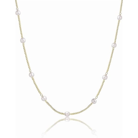 GOSFRY Dainty Pearl Necklaces for Women Shining Link Toggle Clasp Adjustable Chocker Necklaces