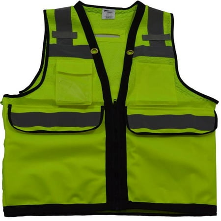 

ANSI-ISEA Class 2 Deluxe 8-Pocket High Visibility Heavy Duty Surveyors Safety Vest 4X