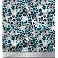 thumbnail image 1 of Soimoi Green Poly Georgette Fabric Floral & Leopard Animal Skin Fabric Prints By Yard 42 Inch Wide, 1 of 3