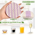 thumbnail image 3 of Haosy Set of 6 Drink Woven Coaster with Holder Heat Resistant Non-Slip Bar Coasters 4 Inches Pale Violet and White Striped, 3 of 7