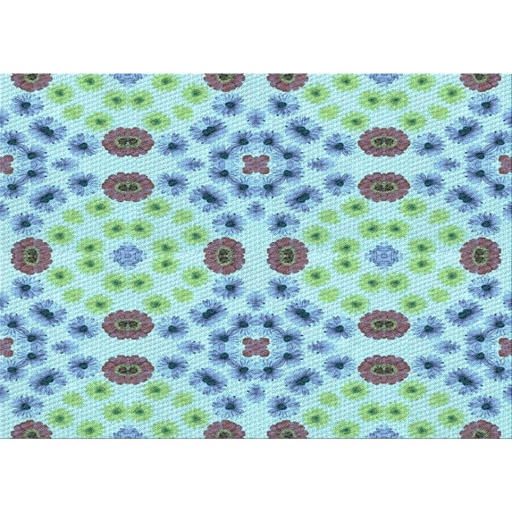 Ahgly Company Indoor Rectangle Patterned Aquamarine Green Area Rugs, 5' x 7'