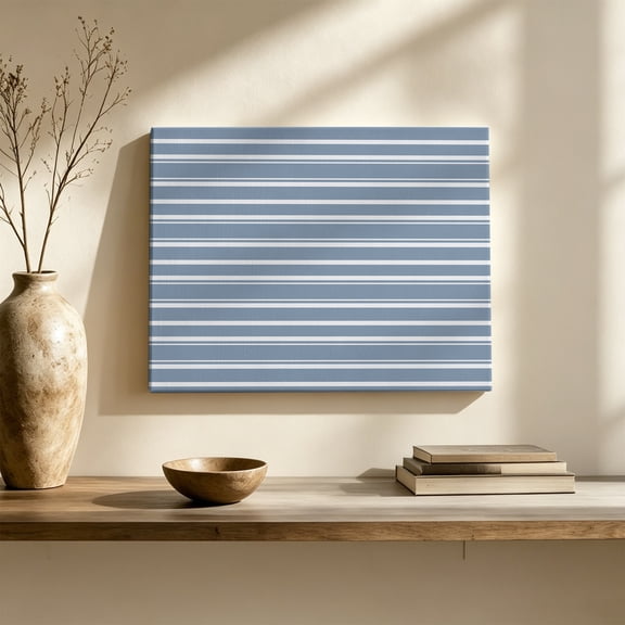 Sky Blue Stripes Canvas Wall Art, Modern Abstract Minimalist Geometric Lines Wall Art Prints Artwork Framed Canvas Ready to Hang Art Pictures for Large Dining Living Room Hallway 36" x 24"