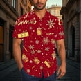thumbnail image 1 of Blusa y camisa de manga corta con cuello vuelto para hombre, blusa informal de moda con cuello vuelto, blusa estampada de manga corta con botones, blusa de poliéster para hombre, 1 of 6