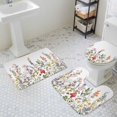 thumbnail image 3 of Pink Yellow Flower Bathroom Rugs Set Red Rose Spring Plant Pastoral Style Non Slip Absorbent Soft Bath Mats 3 Piece Set with Bathroom Rug, U-Shaped Floor Mat, Toilet Seat Cover Small Size, 3 of 9