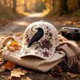 thumbnail image 2 of 3D Halloween Embroidered Baseball Cap for Women Washed Cotton Hat with Pumpkin Ghost Embroidery for Women Gift (Raven), 2 of 10