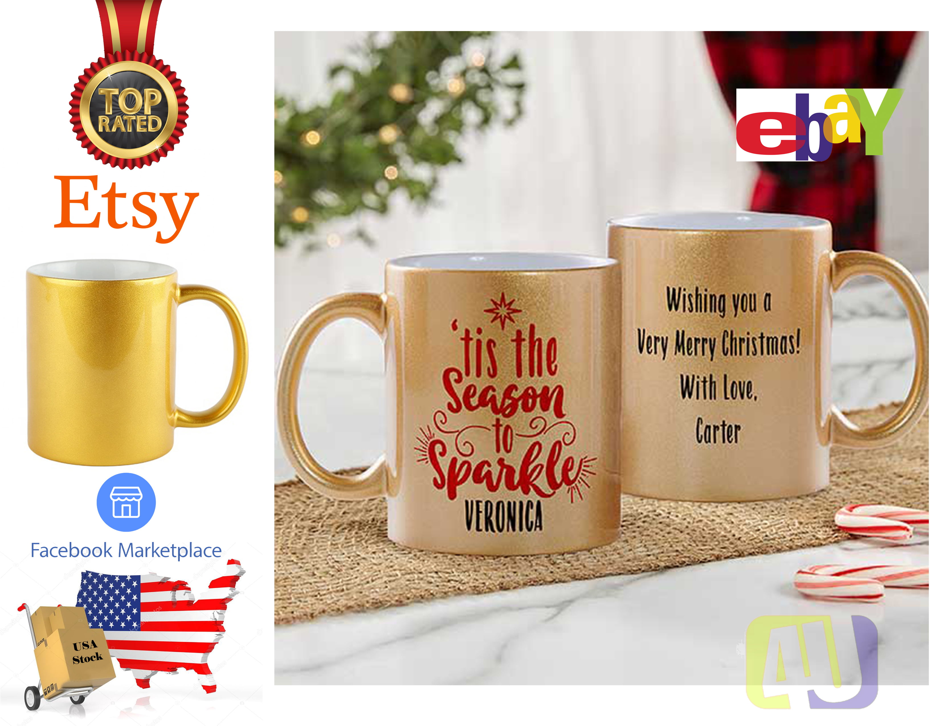 PERSONALISED MUG with your own picture text logo CREATE  CHRISTMAS GIFT 