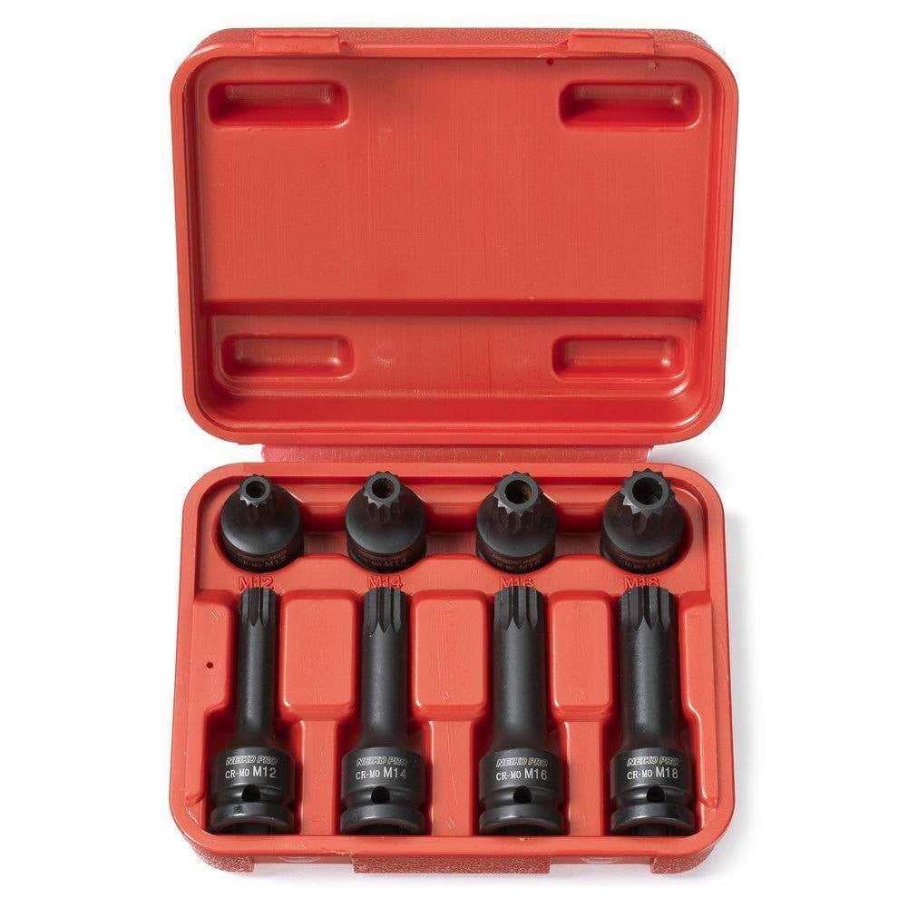 8 Piece 1/2" Drive Xzn Triple Square Spline Tamperproof Socket Wrench