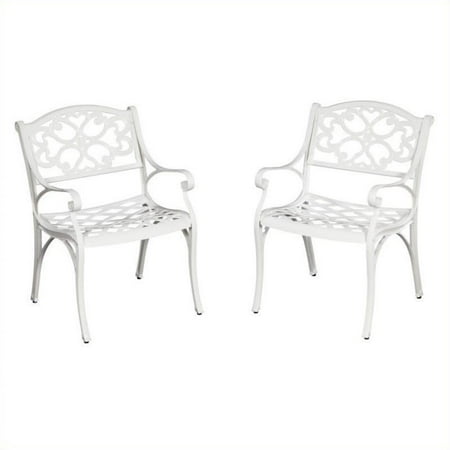 Home Styles Biscayne Outdoor Dining Arm Chair in White (Set of 2)
