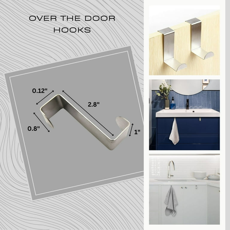 2 Pack Silver Stainless Steel Door Hooks Accessory and Towel Organizer for Kitchen and Bathroom Walmart
