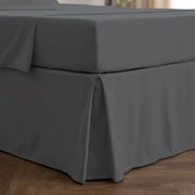 Mellanni Iconic Collection Pleated Microfiber Bed Skirt 15" Drop, California King, Gray
