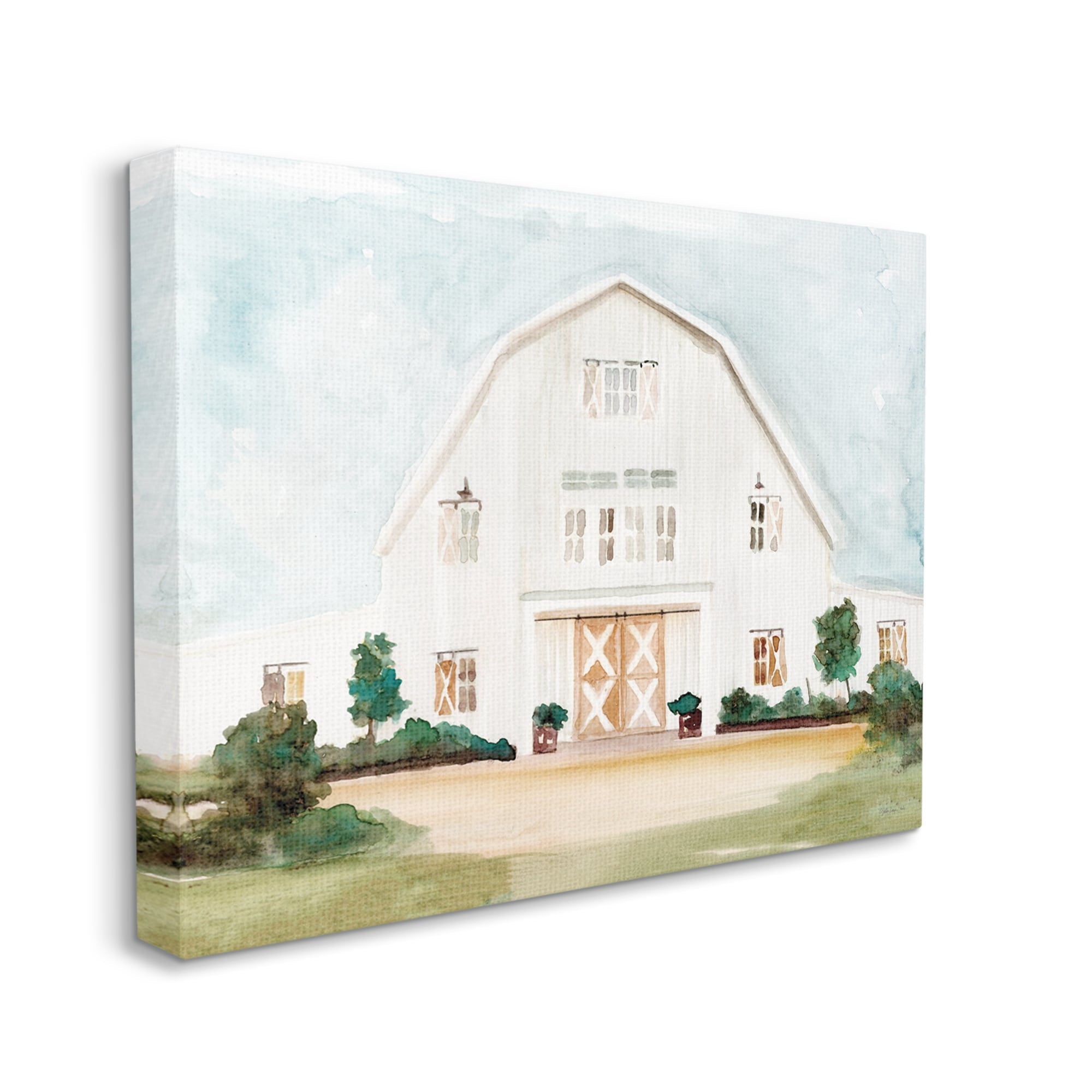 Stupell Industries Distant White Country Barn Rural Blue Sky , 40 x 30, Design by Stellar Design Studio