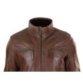 thumbnail image 6 of Mens Real Leather Jacket Zipped Biker Style High Collar Smart Casual, 6 of 7