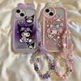 thumbnail image 2 of Sanrio Kuromi My Melody funda de teléfono con pulsera para IPhone 14 13 12 11 Pro Max XR XS MAX X carcasa suave a prueba de golpes Y2k Girl Fivean unisex, 2 of 2