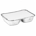 thumbnail image 3 of Nicole Fantini's Disposable Aluminum 8 1/2" x 6 3/8" Three Compartment Oblong Foil Tray with Aluminum Lid | Best Take-out Container: 10 Sets, 3 of 6