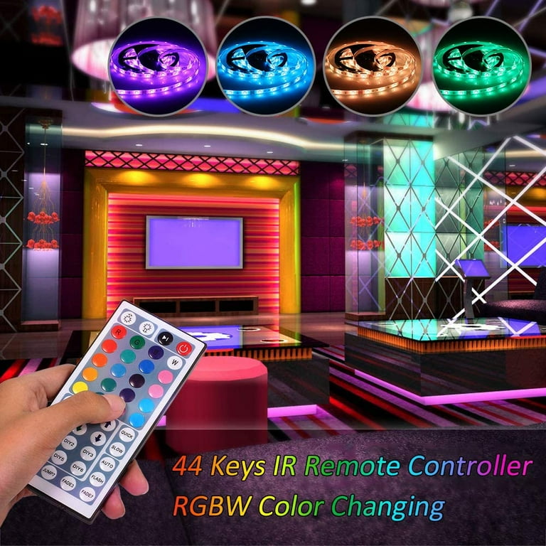 5m rgb 5050 waterproof led strip light smd 44 key remote 12v us power full kit deals