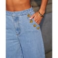 thumbnail image 5 of Women's High Waist Wide Leg Jeans Vintage Gold Buttons Loose Fit Denim Pants with Pockets Y2K Casual Street Jeans Fashion Bottoms Light Blue, 5 of 6