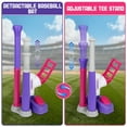 thumbnail image 3 of T Ball Set Toys for Kids Girls 3-5, Kids Baseball Toys Includes 6 Balls, for Age 3 to 6, Toddler Baseball Game Sports & Outdoors Toys, Auto Ball Launcher - Purple, 3 of 10