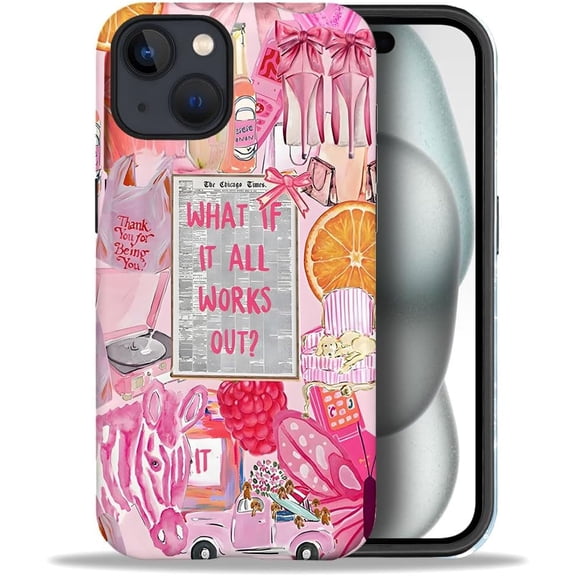 Compatible with iPhone 14 Plus, Anti-Scratch Frosted Case Cover, Pink Zebras Collage