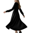 thumbnail image 5 of Byworldtasic Women's A Line Long Sleeve Casual Dress Round Neck Ribbed Knit Sweater Crewneck Midi Dresses, 5 of 7