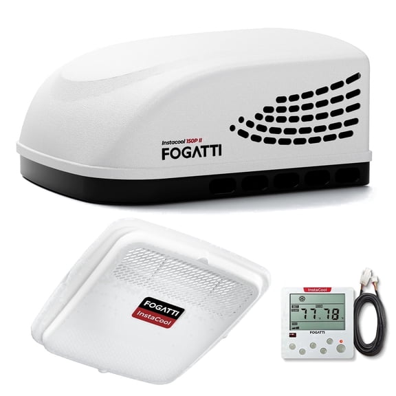 FOGATTI 15000 BTU RV Rooftop Air Conditioner with Heat Strip, Non-Ducted RV AC Unit for Camper Trailer Motorhome, 115V Rooftop Air Conditioner, White
