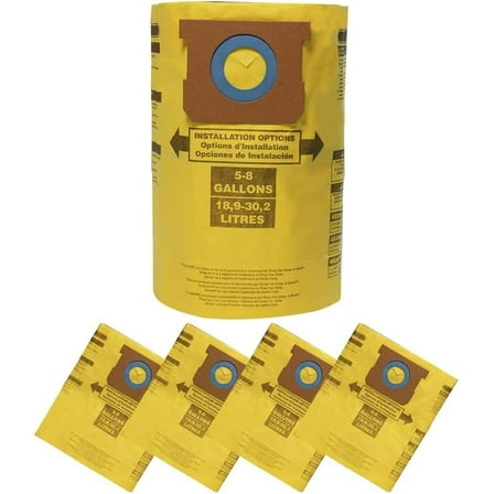High-Efficiency Disposable Collection Filter Bag Fits Shop-Vac 5-8 Gallon High Efficiency Collection Bag, 5-Pack, 90671