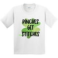 thumbnail image 3 of Inktastic St. Patrick's Day Pinches Get Stitches Shamrocks Youth T-Shirt, 3 of 5