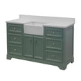 thumbnail image 4 of Zelda 60" Single Farmhouse Bathroom Vanity with Sage Green Cabinet and Quartz Top, 4 of 7
