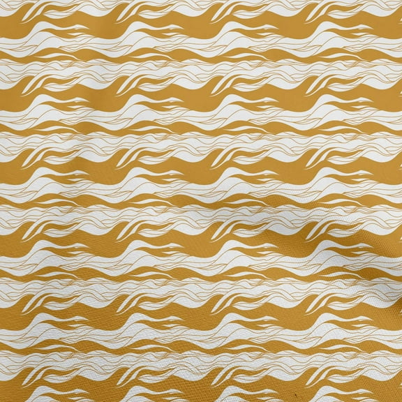 oneOone Polyester Spandex Mustard Yellow Fabric Asian Wave Sewing Craft Projects Fabric Prints By Yard 56 Inch Wide