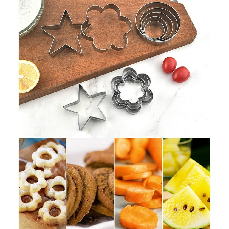 4PCS Stainless Steel Cookie Cutters Heart Round Flower Star Shape