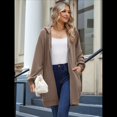 thumbnail image 4 of Sudadera con Capucha y Cremallera para Mujer, de Larga, de Forro Extragrande, Informal, con Bolsillo, para Otoño Caqui M, 4 of 8