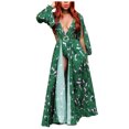 thumbnail image 1 of Falda de pastel con estampado de lazo y cuello cuadrado para mujer con almohadilla en el pecho Vestido suelto de manga larga con mangas acampanadas Pompotops hdfakjf6712, 1 of 9