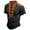 Black, variant on Men's Casual Short Sleeve Shirt with Stand Collar and Drawstring Detail in Breathable Polyester Fabric