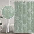 thumbnail image 7 of Sage Green Butterfly Botanical Bathroom Shower Curtains with 12 Hooks Polyester Waterproof Shower Curtain for Stalls and Bathtubs Summer Plants Line Art Decorative Bathroom Curtain 72x78 Inches, 7 of 7