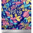 thumbnail image 1 of Soimoi Silk Fabric Leaves & Floral Artistic Printed Craft Fabric by The Yard 42 Inch Wide, 1 of 3