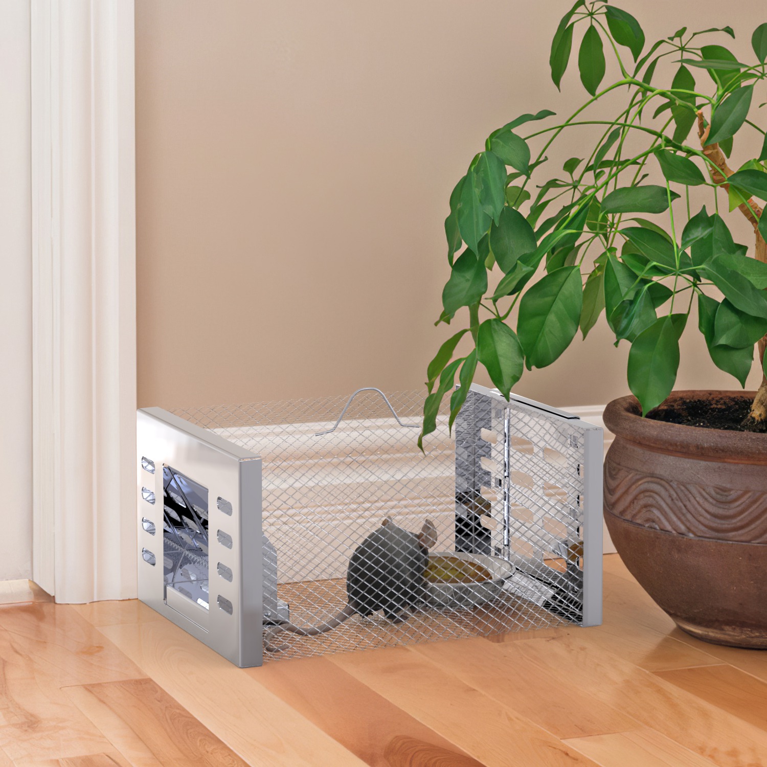 2 Pack Humane Mouse Trap Catch and Release Live Rat Cage Automatic Continuous Rodent Trap Reusable Galvanized Steel Pest Control for Home Garage Garden Farm Kitchen Chipmunk Mouse Small Animal