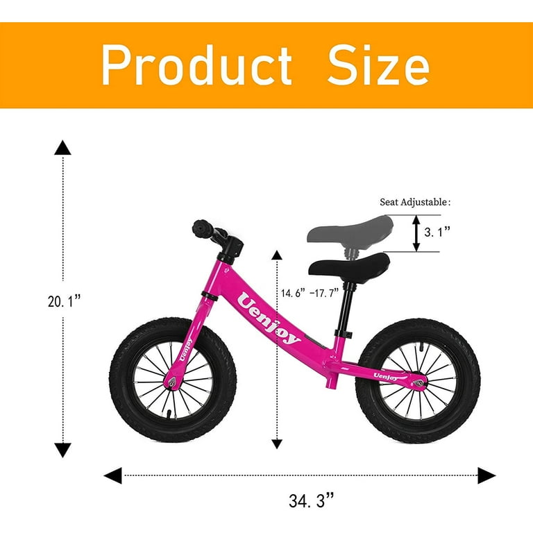 Uenjoy Balance Bike No Pedal Bicycle for 2 6 Years Old Starter Toddler Training Bike with Air Filled Rubber Tire Rear Suspension Shock Absorber