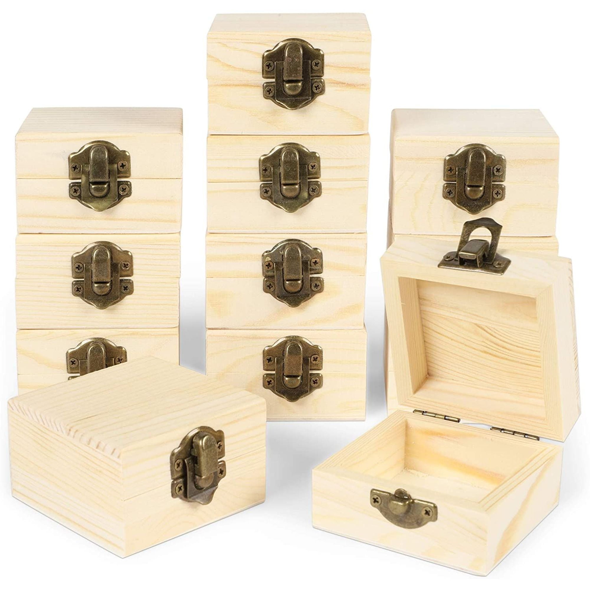 Bright Creations 12 Pack Unfinished Mini Craft Wooden Box with Hinged
