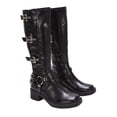 thumbnail image 4 of XY London Womens Cobra Square Toe Mid Block Heel Biker Boots, 4 of 5