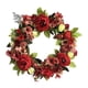 thumbnail image 1 of Corona de peonía de seda para puerta de entrada, con hojas rojas y verdes. Rojo 40cm, 1 of 9