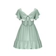 thumbnail image 5 of Xyxonk Girls Dresses Tie Back Summer Dress Elegant Ruffle Short Sleeve Sundresses Square Neck Off Shoulder Solid Color Outfits size 12-14 Mint Green, 5 of 5