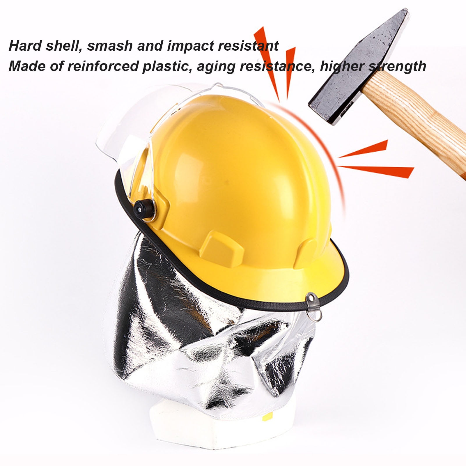 Fire Rescue Hard Hat, Adjustable Flame Retardant High Strength Full Head  Protection Helmet Comfortable for Construction