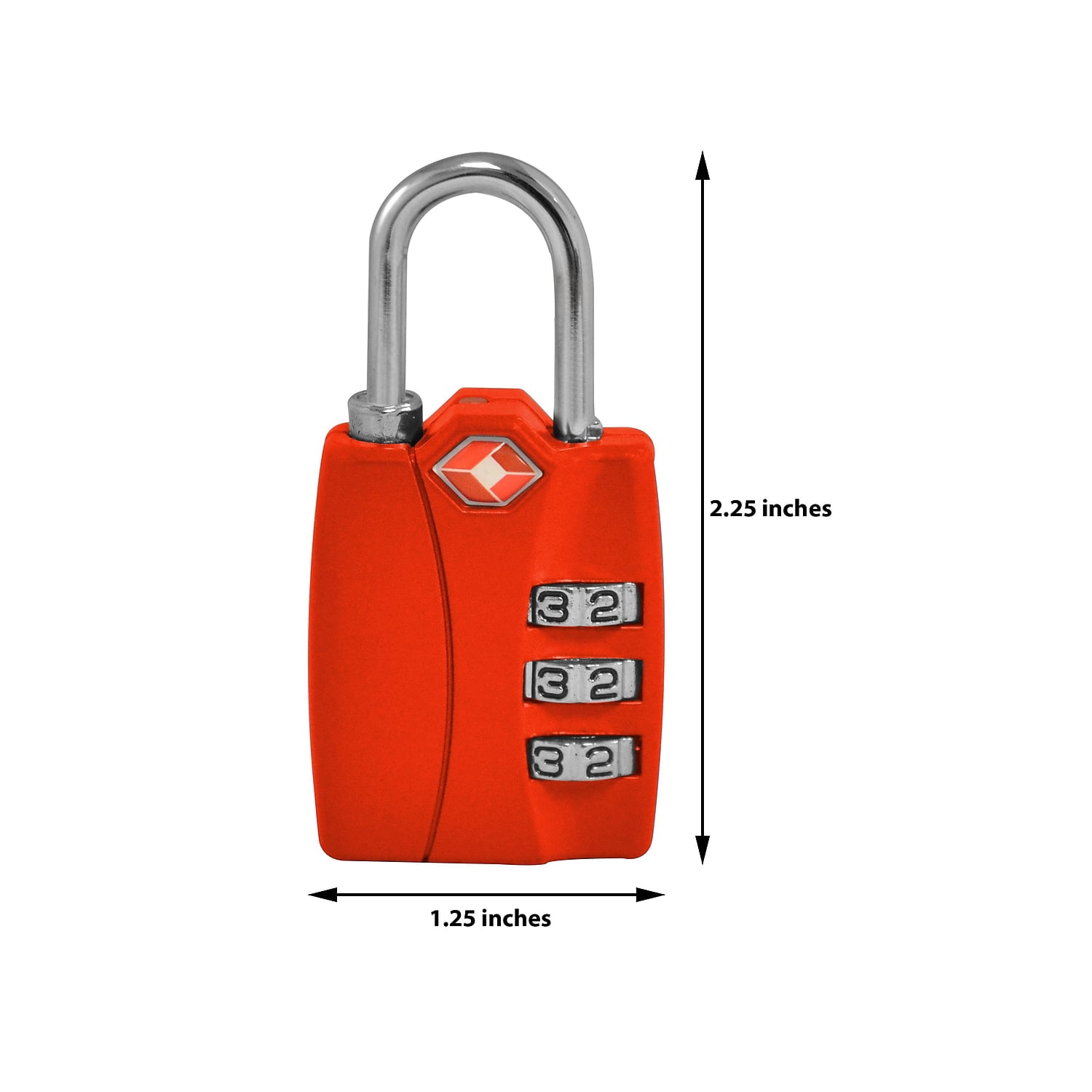 TraverGo 3 Digit Combination Lock, Red TR1120RD