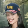 thumbnail image 2 of 250 Anniversary USA Hat 250Th Birthday 1776-2026 Embroidered Distressed Denim Cap Adjustable Baseball Cap for Women Men #02 Blue, 20cm, 2 of 6